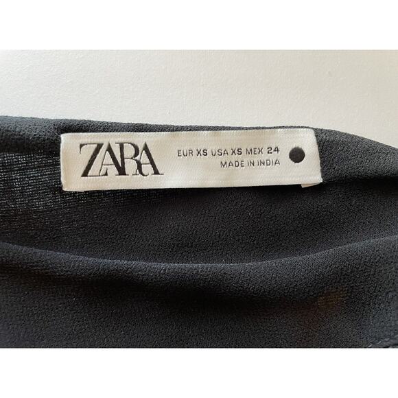 Zara Embroidered Beaded V-Neck Black Pullover Midi Dress Fringe Limited Edition - Picture 9 of 11